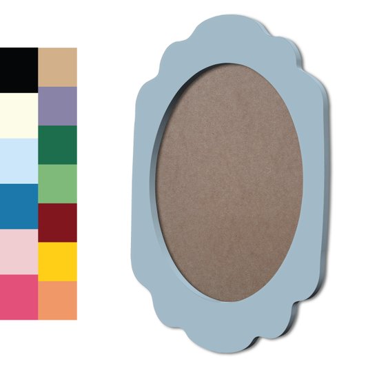 Moldura Provençal Colorida Oval em MDF 6mm Para Quadros Decorativos Com Fundo MDF