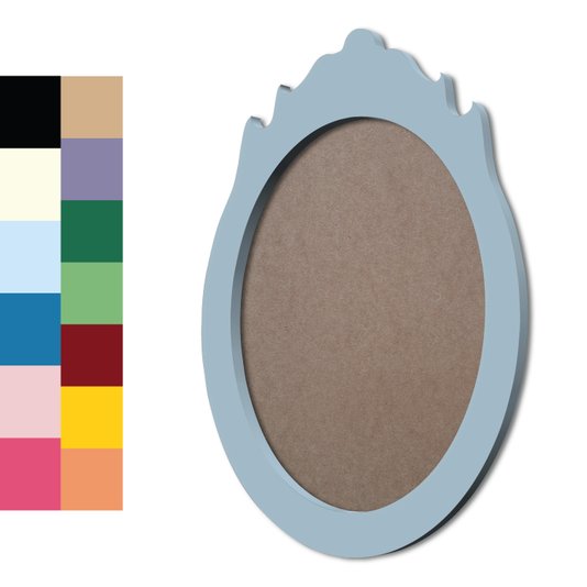 Moldura Provençal Colorida Oval em MDF 6mm Para Quadros Decorativos Com Fundo MDF