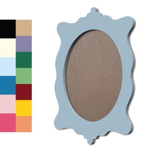 Moldura Provençal Colorida Oval em MDF 6mm Para Quadros Decorativos Com Fundo MDF