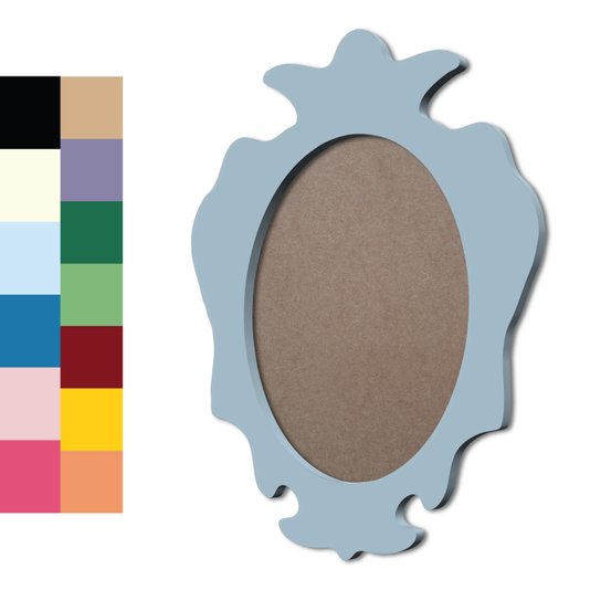 Moldura Provençal Colorida Oval em MDF 6mm Para Quadros Decorativos Com Fundo MDF