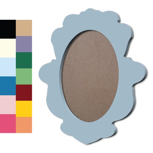 Moldura Provençal Colorida Oval em MDF 6mm Para Quadros Decorativos Com Fundo MDF