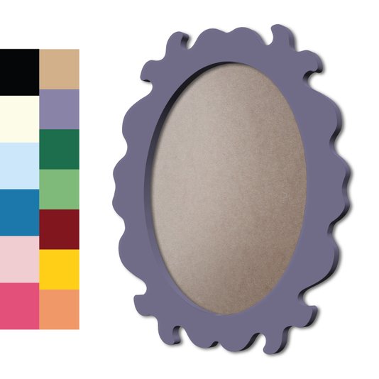Moldura Provençal Colorida Oval Em MDF 6mm Para Quadros Decorativos Com Fundo MDF e PVC Antirreflexo