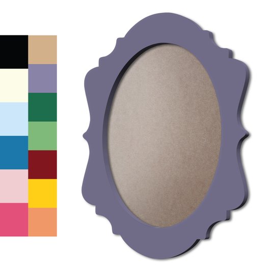 Moldura Provençal Colorida Oval Em MDF 6mm Para Quadros Decorativos Com Fundo MDF e PVC Antirreflexo