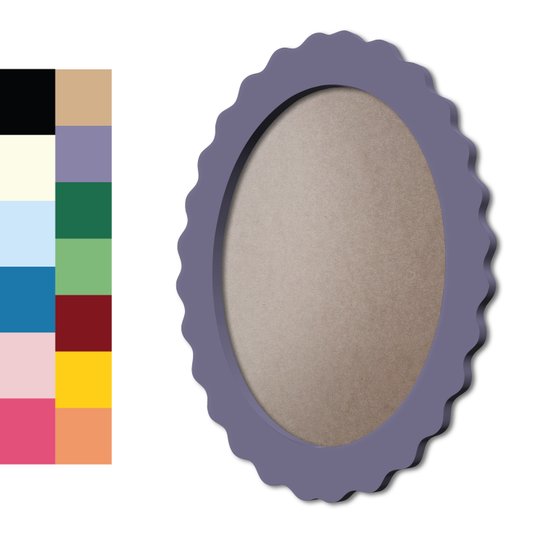 Moldura Provençal Colorida Oval Em MDF 6mm Para Quadros Decorativos Com Fundo MDF e PVC Antirreflexo