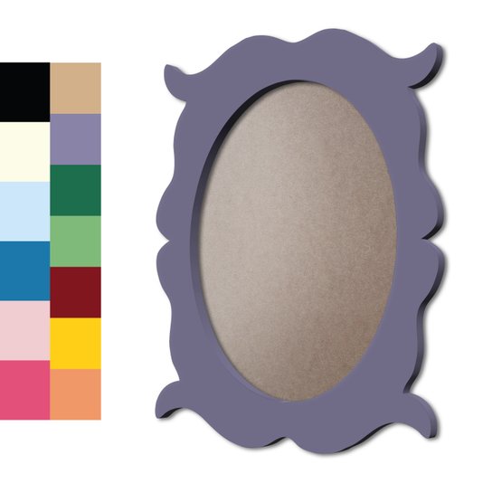 Moldura Provençal Colorida Oval Em MDF 6mm Para Quadros Decorativos Com Fundo MDF e PVC Antirreflexo