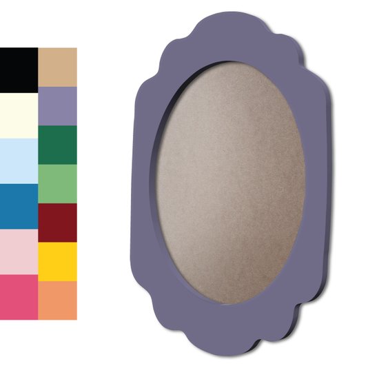 Moldura Provençal Colorida Oval Em MDF 6mm Para Quadros Decorativos Com Fundo MDF e PVC Antirreflexo