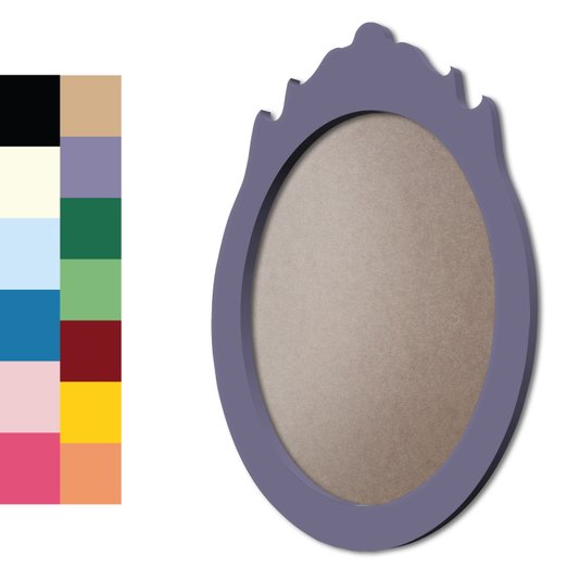 Moldura Provençal Colorida Oval Em MDF 6mm Para Quadros Decorativos Com Fundo MDF e PVC Antirreflexo