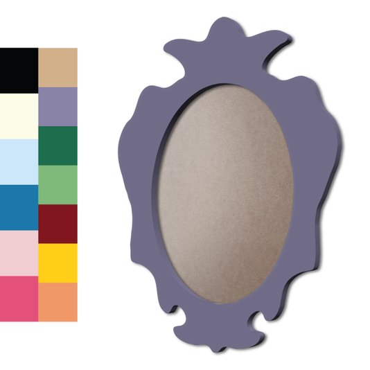 Moldura Provençal Colorida Oval Em MDF 6mm Para Quadros Decorativos Com Fundo MDF e PVC Antirreflexo