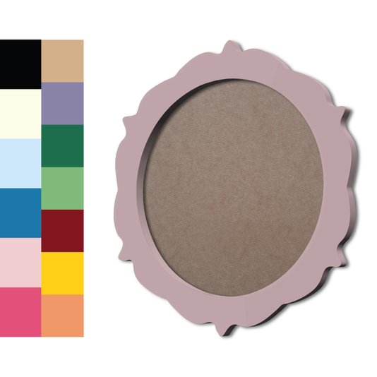 Moldura Provençal Colorida Redonda Em MDF 6mm Para Quadros Decorativos Com Fundo MDF