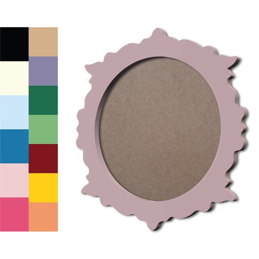 Moldura Provençal Colorida Redonda Em MDF 6mm Para Quadros Decorativos Com Fundo MDF
