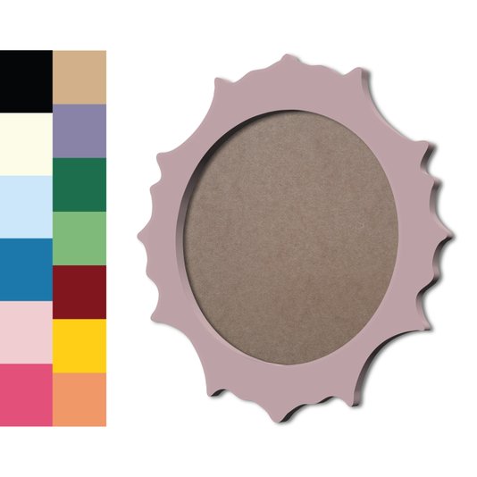 Moldura Provençal Colorida Redonda Em MDF 6mm Para Quadros Decorativos Com Fundo MDF
