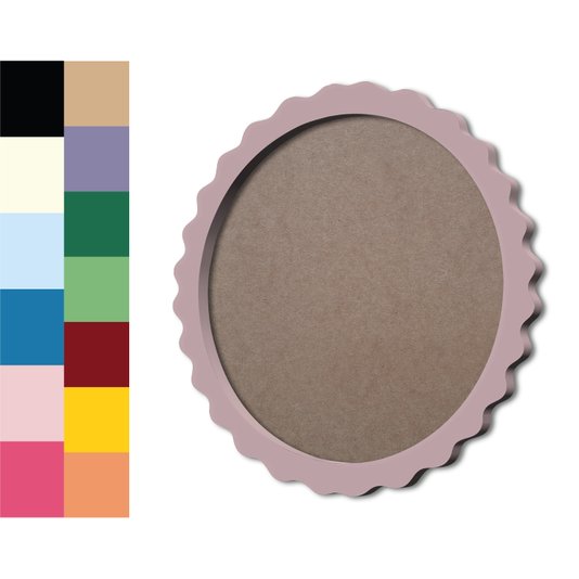 Moldura Provençal Colorida Redonda Em MDF 6mm Para Quadros Decorativos Com Fundo MDF