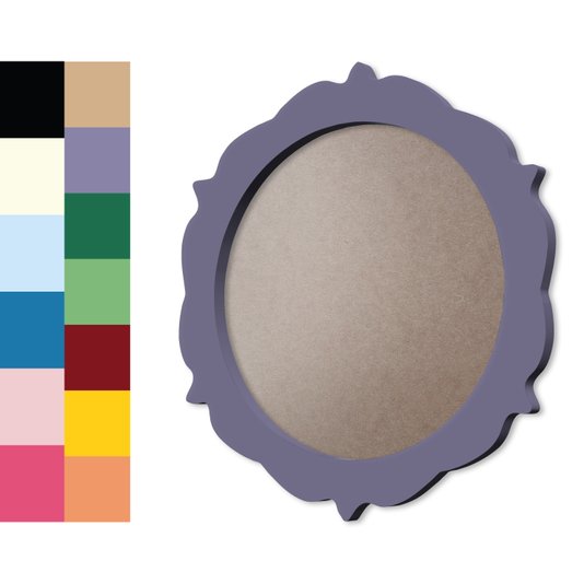 Moldura Provençal Colorida Redonda Em MDF 6mm Para Quadros Decorativos Com Fundo MDF e PVC Antirreflexo