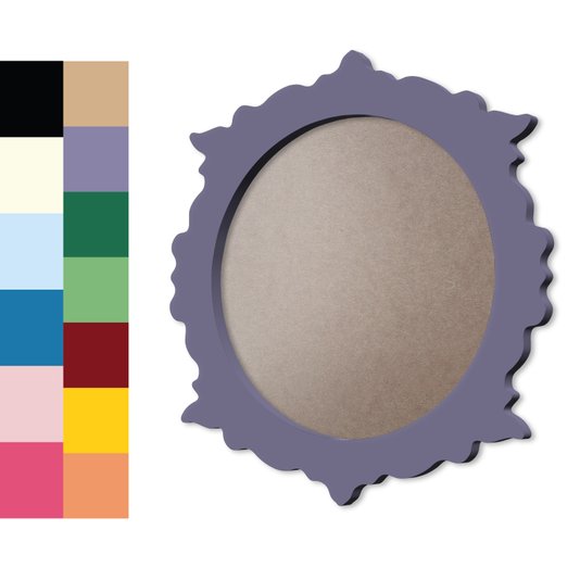 Moldura Provençal Colorida Redonda Em MDF 6mm Para Quadros Decorativos Com Fundo MDF e PVC Antirreflexo