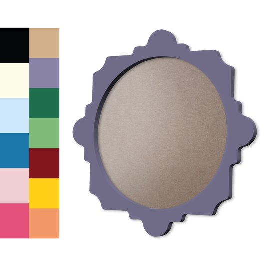 Moldura Provençal Colorida Redonda Em MDF 6mm Para Quadros Decorativos Com Fundo MDF e PVC Antirreflexo