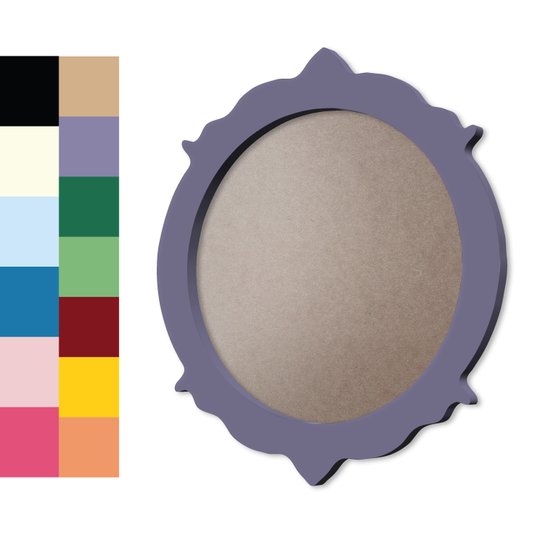 Moldura Provençal Colorida Redonda Em MDF 6mm Para Quadros Decorativos Com Fundo MDF e PVC Antirreflexo