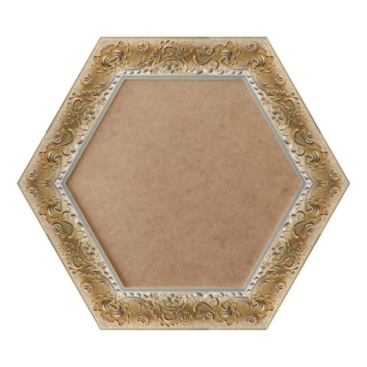 Moldura Provençal com Gravação Hexagonal para Quadros com Fundo em MDF e PVC Antirreflexo - 6x1,5