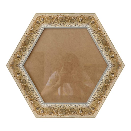 Moldura Provençal com Gravação Hexagonal para Quadros com Fundo MDF e Vidro - 6x1,5