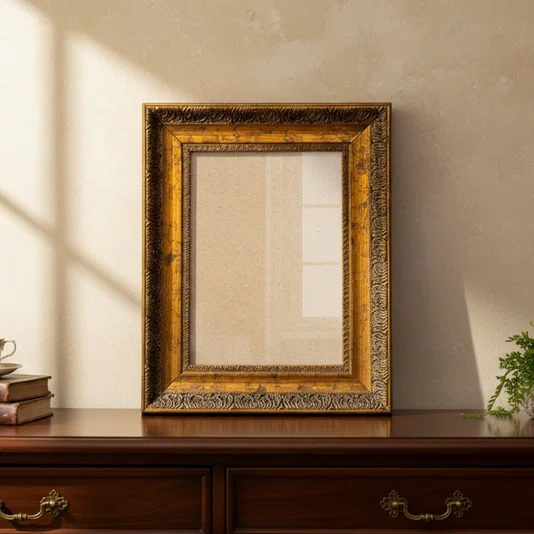 Moldura Provençal com Gravação para Quadros e Fotos com Fundo MDF e PS Cristal Transparente - 4,3x2,5