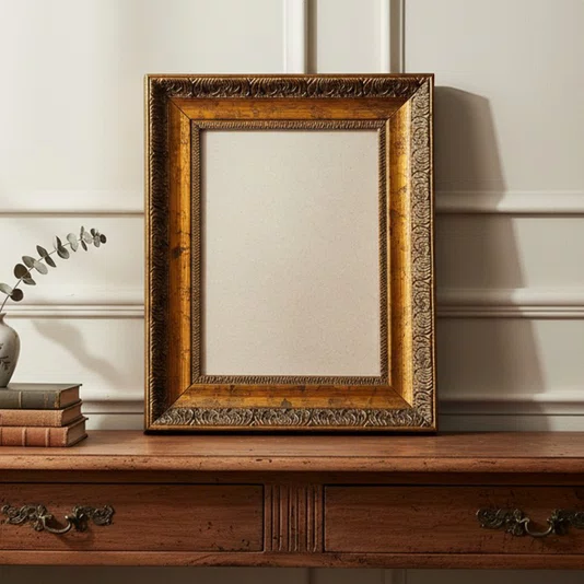 Moldura Provençal com Gravação para Quadros e Fotos com Fundo MDF e PVC Antirreflexo - 4,3x2,5