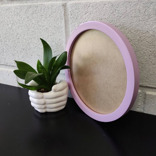 Moldura Redonda Colorida em MDF Laqueado para Quadros Decorativos com Fundo MDF e PVC Antirreflexo