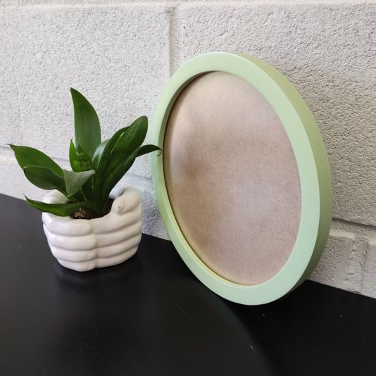 Moldura Redonda Colorida em MDF Laqueado para Quadros Decorativos com Fundo MDF e PVC Antirreflexo