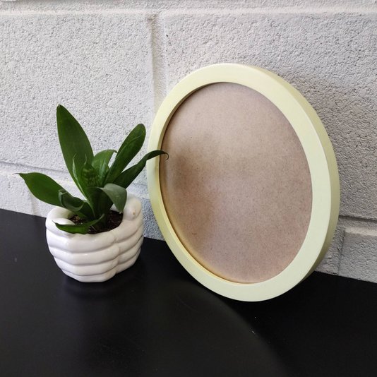 Moldura Redonda Colorida em MDF Laqueado para Quadros Decorativos com Fundo MDF e PVC Antirreflexo