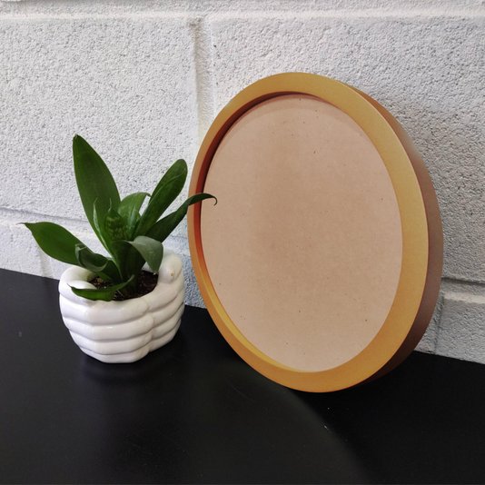 Moldura Redonda Colorida em MDF Laqueado para Quadros Decorativos com Fundo MDF e PVC Antirreflexo