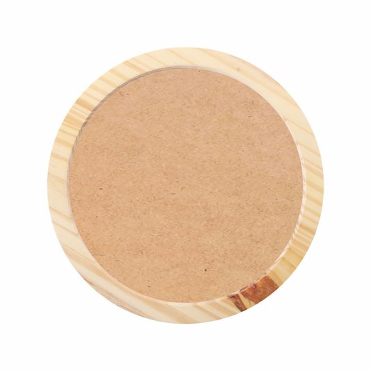 Moldura Redonda em Madeira de Pinus Natural para Quadros Decorativos com Fundo MDF