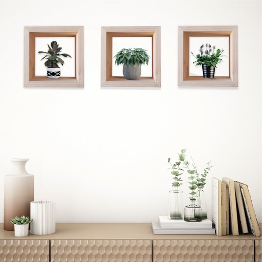 Nicho Decorativo Quadrado em Madeira de Pinus - 20x20x12cm - Farmhouse