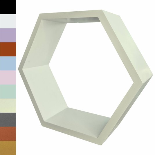 Nicho Hexágonal Colméia Colorido em Mdf Laqueado para Parede - 21x24x12cm