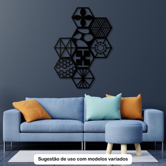 Painel Cobogó Hexagonal Vazado em Mdf 3mm Laminado - Abstrato