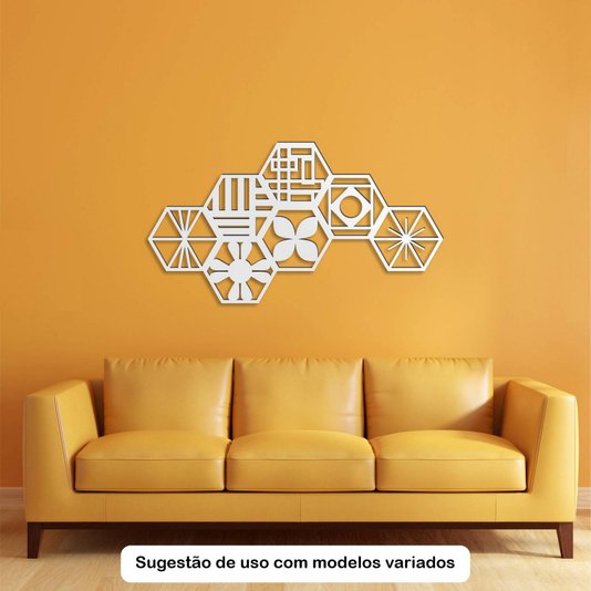 Painel Cobogó Hexagonal Vazado em Mdf 3mm Laminado - Floral