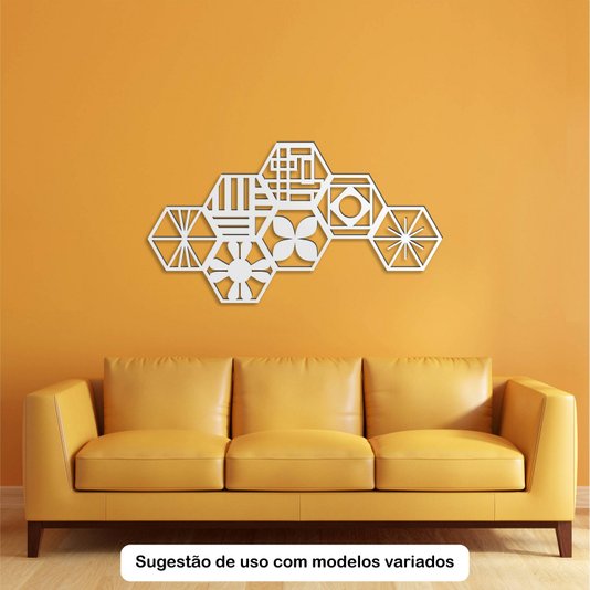 Painel Cobogó Hexagonal Vazado em Mdf 3mm Laminado - Geométrico