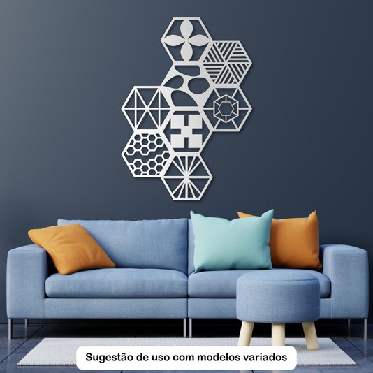 Painel Cobogó Hexagonal Vazado em Mdf 3mm Laminado - Hexagonais
