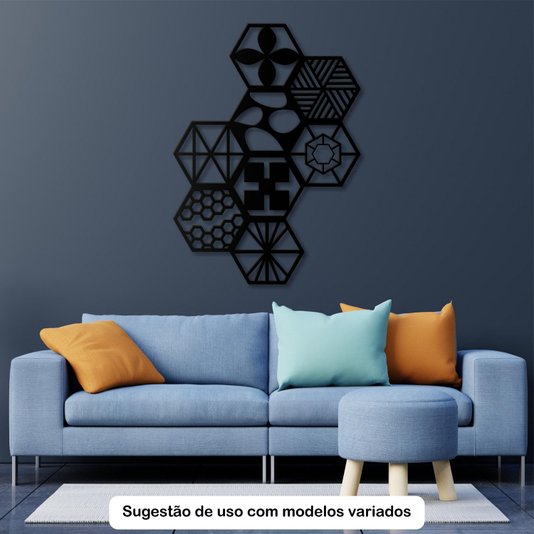 Painel Cobogó Hexagonal Vazado em Mdf 3mm Laminado - Quadrados