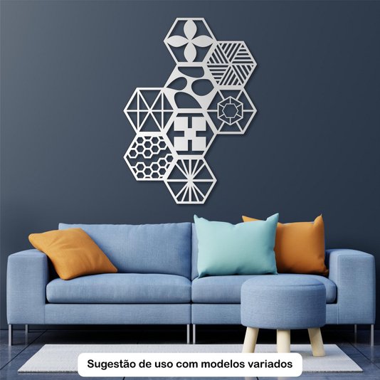 Painel Cobogó Hexagonal Vazado em Mdf 3mm Laminado - Quadrados