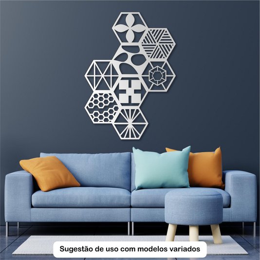 Painel Cobogó Hexagonal Vazado em Mdf 3mm Laminado - Xis