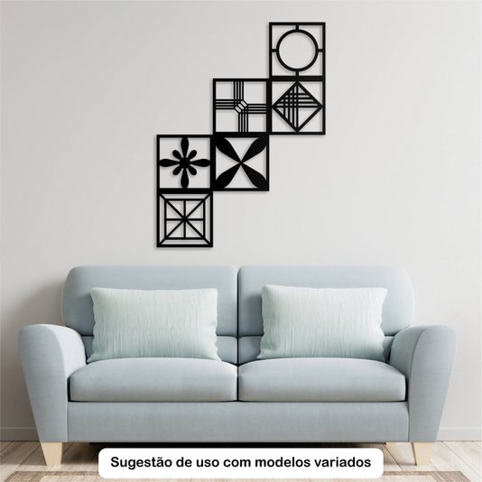 Painel Cobogó Quadrado Vazado em Mdf 3mm Laminado - Círculo