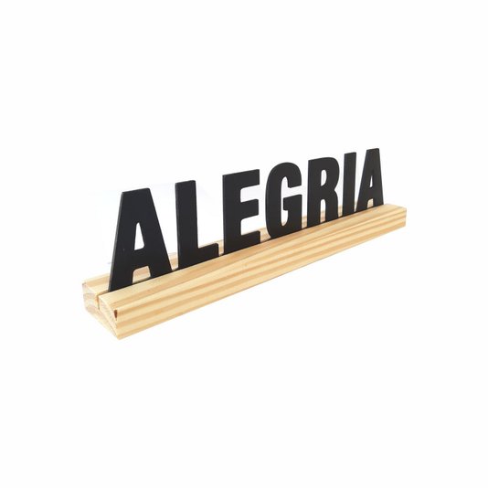 Palavra Decorativa Alegria com Suporte de Madeira