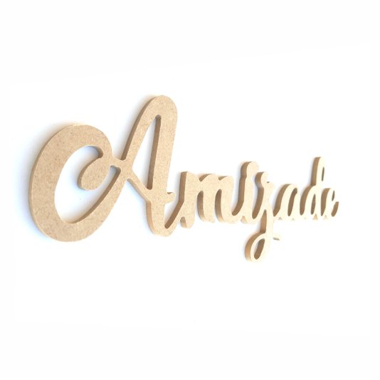Palavra Decorativa Amizade Lettering Para Parede 35cm em Mdf Cru 6mm