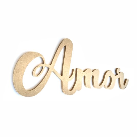 Palavra Decorativa Amor Lettering Para Parede 35cm em Mdf Cru 6mm