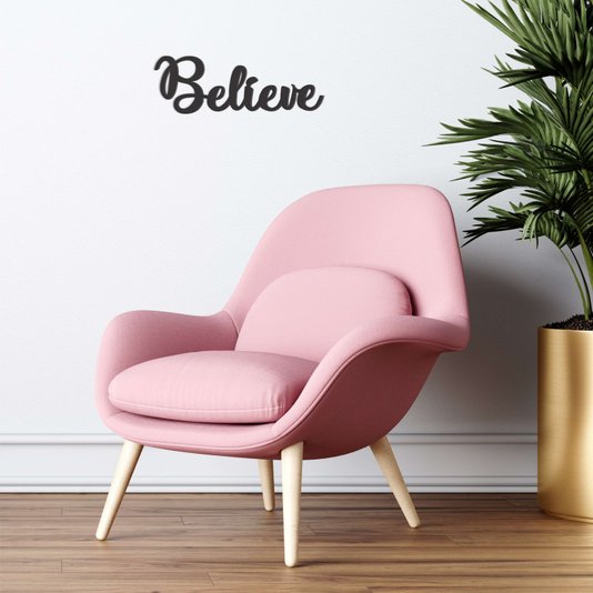 Palavra Decorativa Believe Lettering Para Parede - 6mm