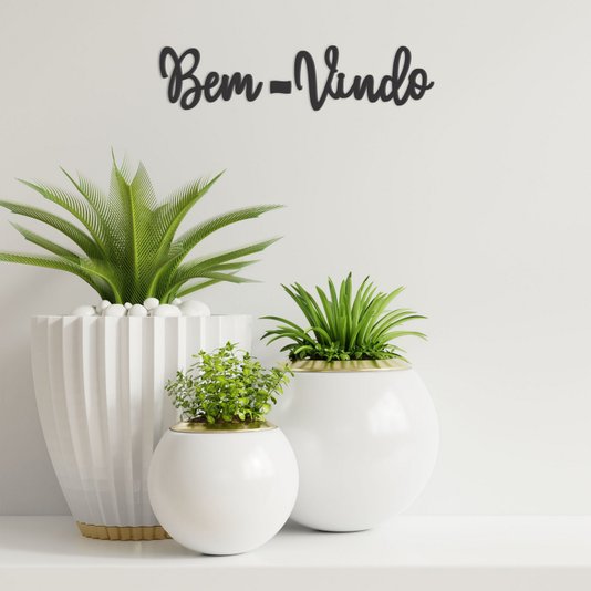 Palavra Decorativa Bem-Vindo Lettering Para Parede - 6mm