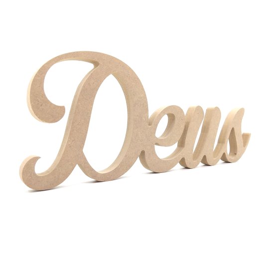 Palavra Decorativa Deus 38cm em Mdf Cru 15mm - cnc25