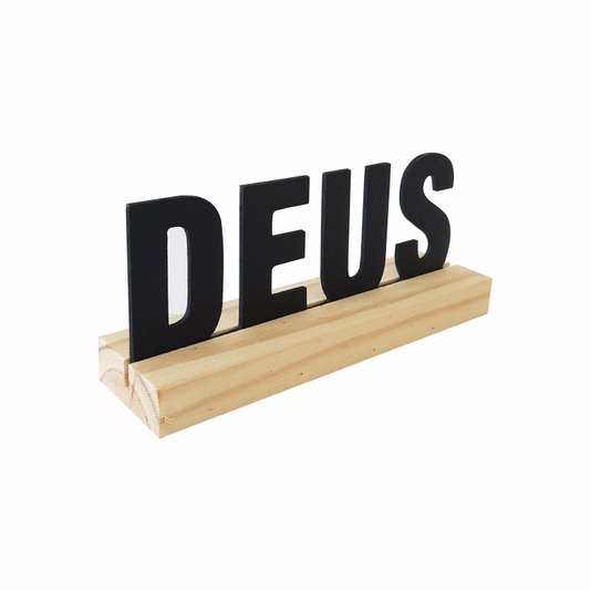 Palavra Decorativa Deus com Suporte de Madeira