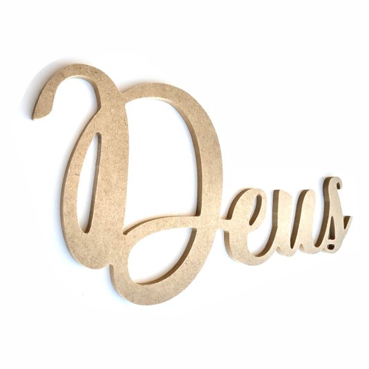 Palavra Decorativa Deus Lettering Para Parede 35cm em Mdf Cru 6mm
