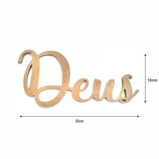 Palavra Decorativa Deus Lettering Para Parede 35cm em Mdf Cru 6mm