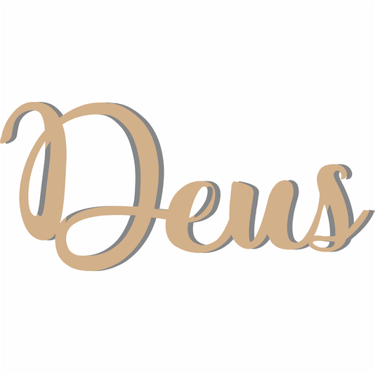 Palavra Decorativa Deus Lettering Para Parede - 6mm