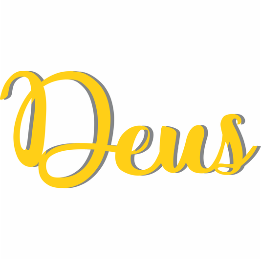 Palavra Decorativa Deus Lettering Para Parede - 6mm